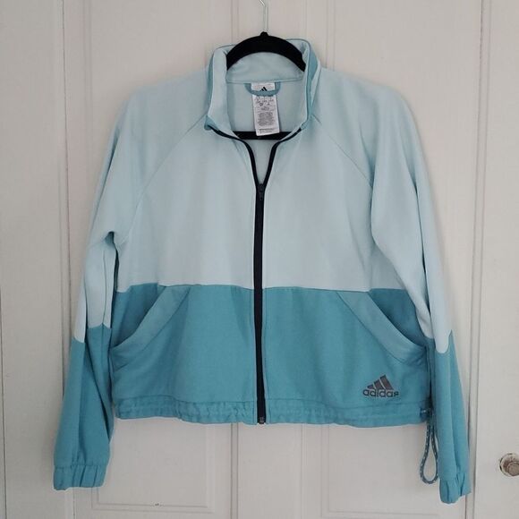 Adidas Colorblocked Cropped Fleece Jacket - Picture 1 of 8